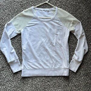 Athleta Citytime Mesh Shoulder Pullover Sweatshirt Size Small Beige Activewear